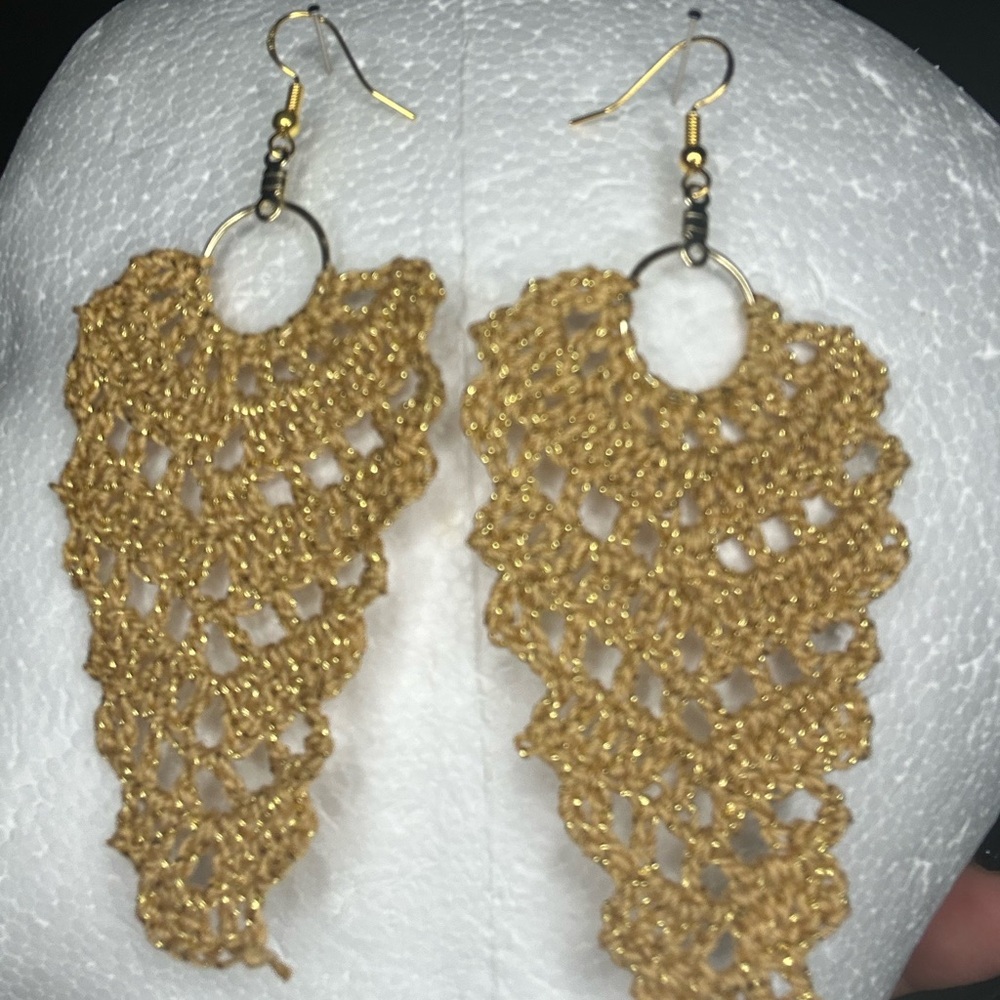 Chic Gold Crochet Dangle Earrings